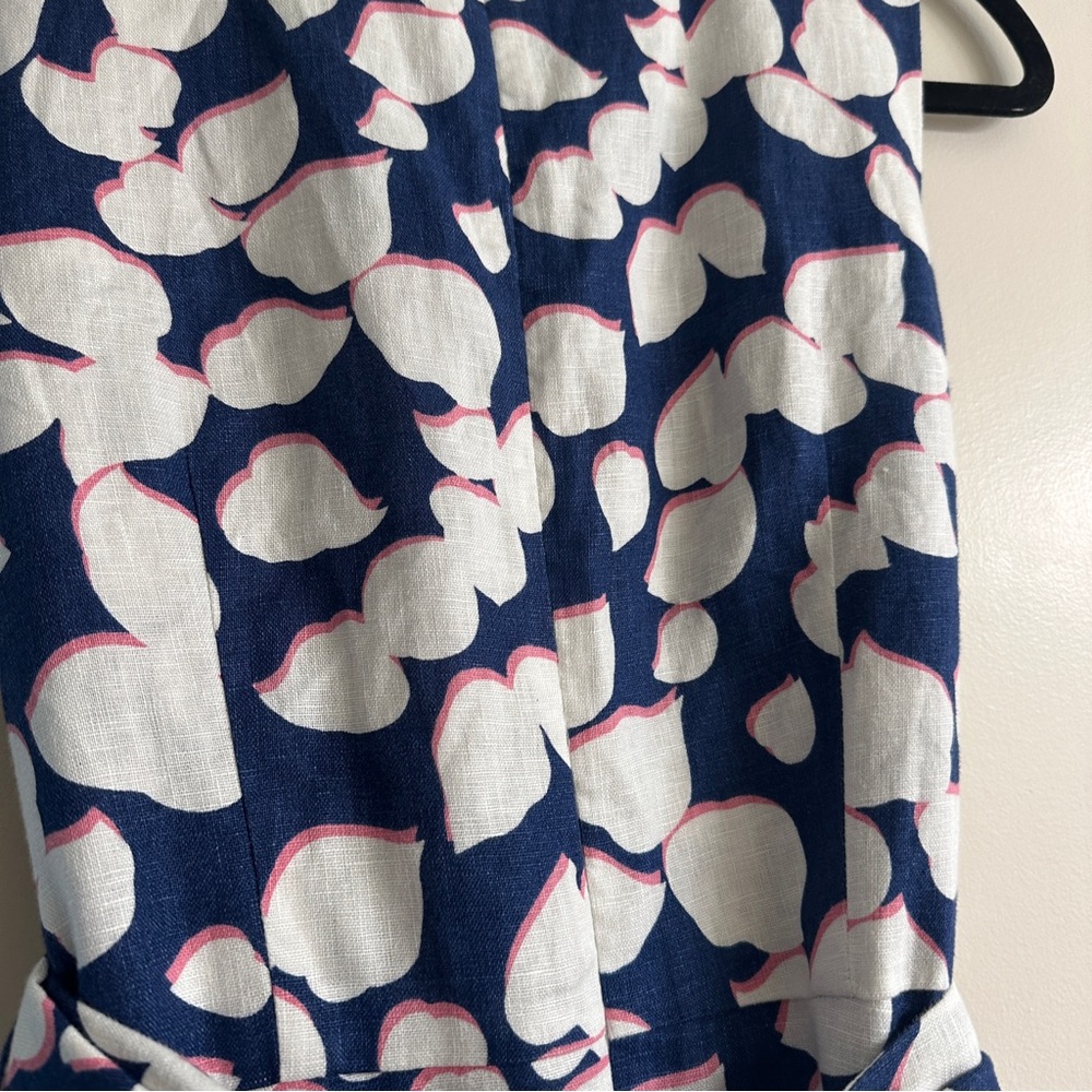 Sleeveless Navy Midi Dress with White Petal Print - Picture 10 of 15
